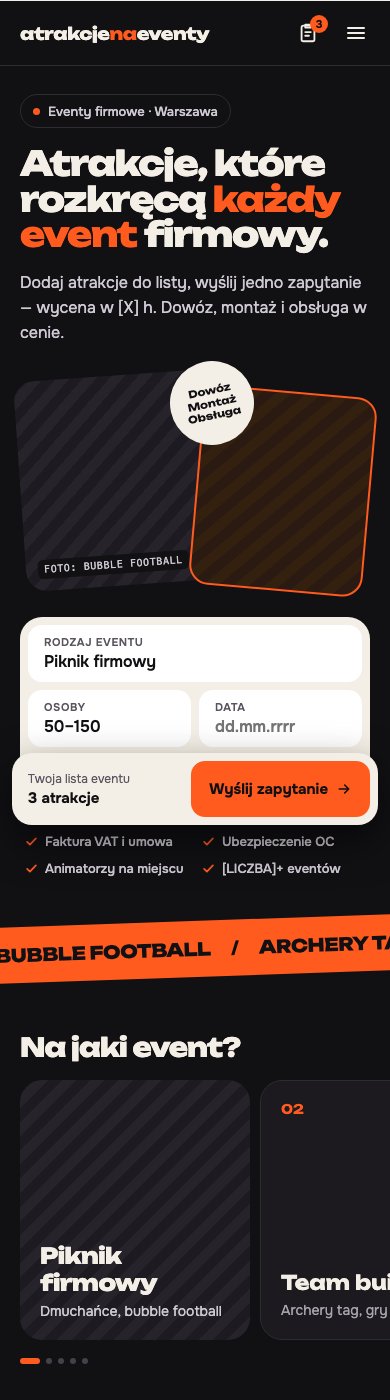 Wersja A: strona główna na telefonie